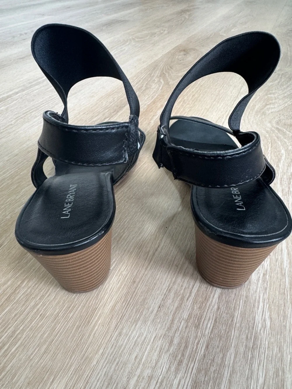 Lane Bryant Black Elastic Strap Slingback Sandals